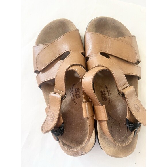 SAS Women's Huggy Caramel Sandals Shoes Hook Loop Comfort Walking $199 Size 9 - Picture 3 of 7